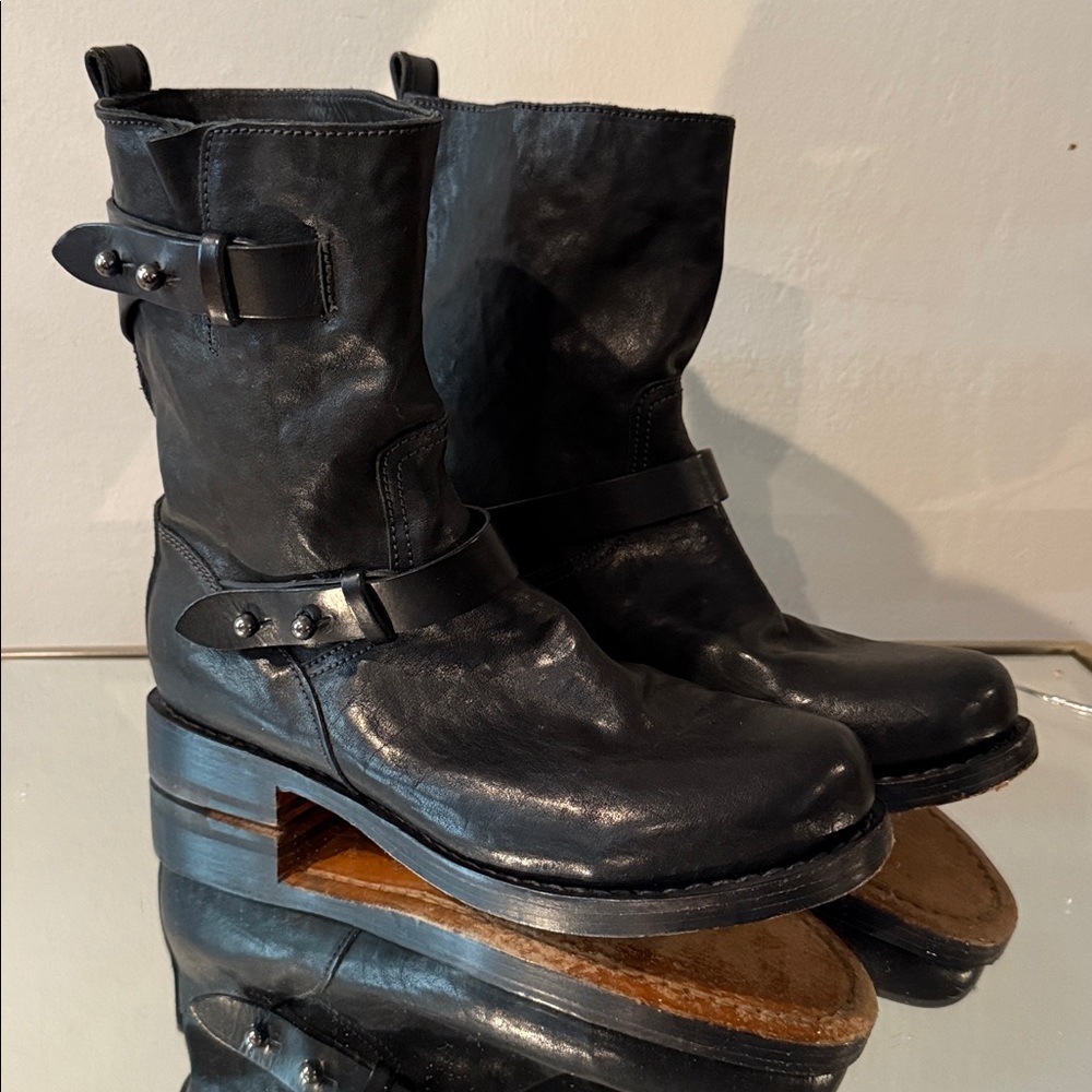 Rag & Bone Moto Black Leather Boots size 38